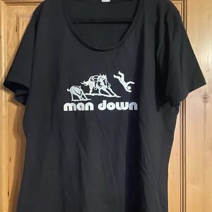 Black Graphic T-Shirt “man down” horse